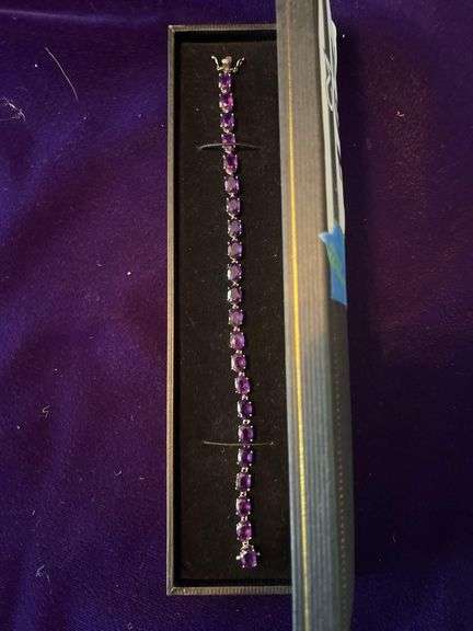 Sterling Silver Amethyst Tennis Bracelet. image