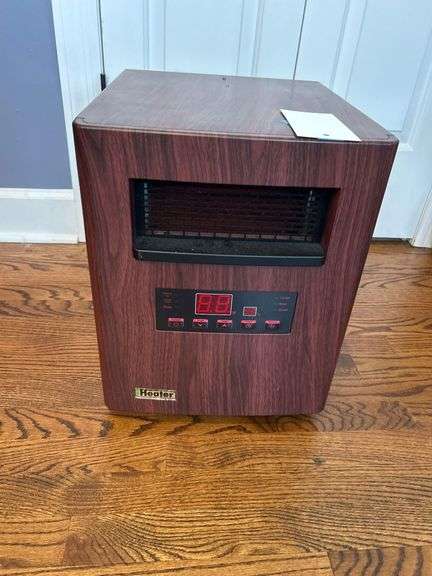 Small Electric Space Heater- Wood Tone Exterior on Wheels image