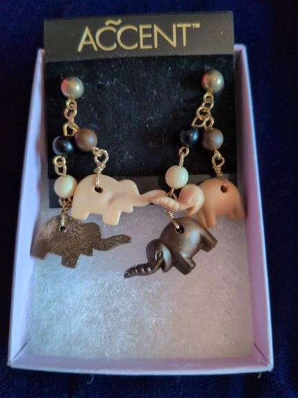 Dangle Earrings with Elephant Charms. image