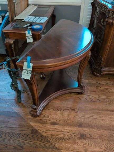 Traditional Mahogany Demilune Console Table. image