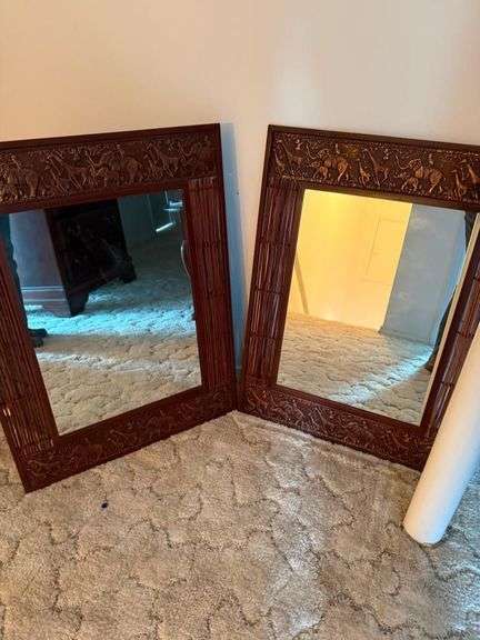 2 Matching Metal Hanging Mirrors image