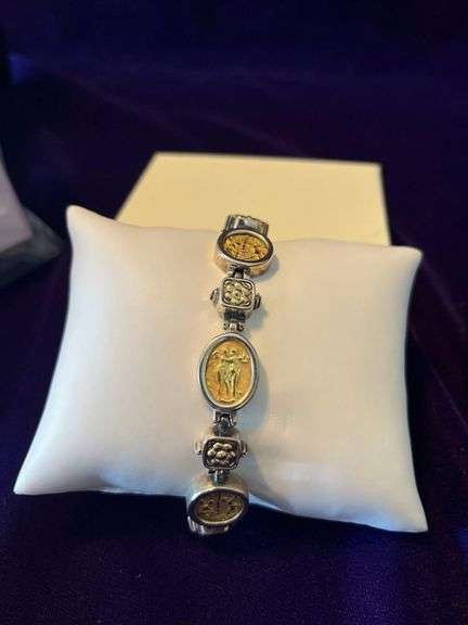 Vintage Phillip Gabriel for Flli Menegatti Tagliamonte Silver and 18K Gold Bracelet. image