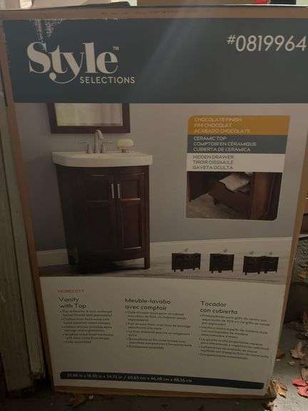 New in Box - 23.88”x18.30”x34.75” Vanity with Top and Hidden Drawer image