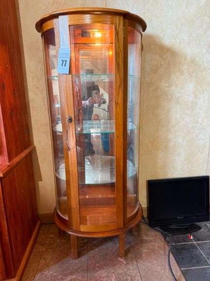 Oak Bow front Curio cabinet image