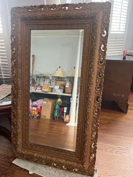 Gold Framed Beveled Mirror - 31”x53” image