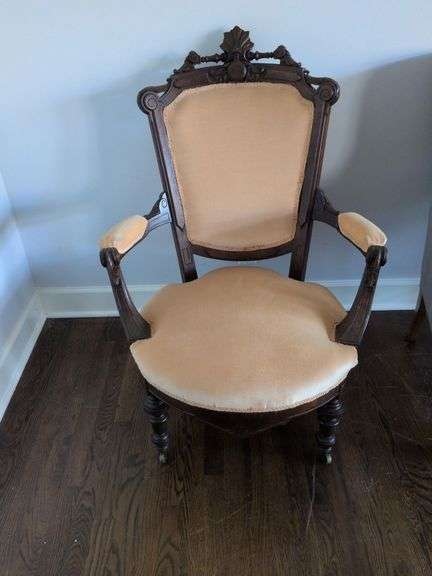 Victorian Carved Walnut Armchair image