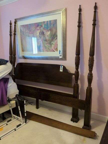 King Size Four Post Bed with Rails image