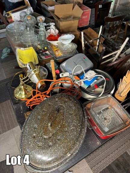 Salvage Lot- Misc. Items Including- Glassware, Furniture, Clothe Rack, Window, Jumper Cables, Etc. (BUYER RESPONSIBLE FOR REMOVAL)