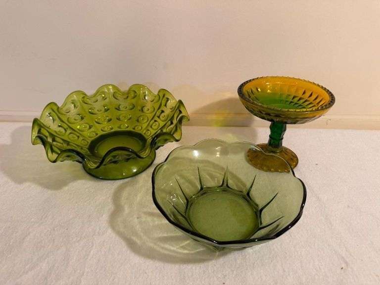 Assorted Green Glass Bowls image