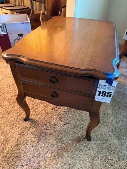 Wooden Side Table with Two Drawers