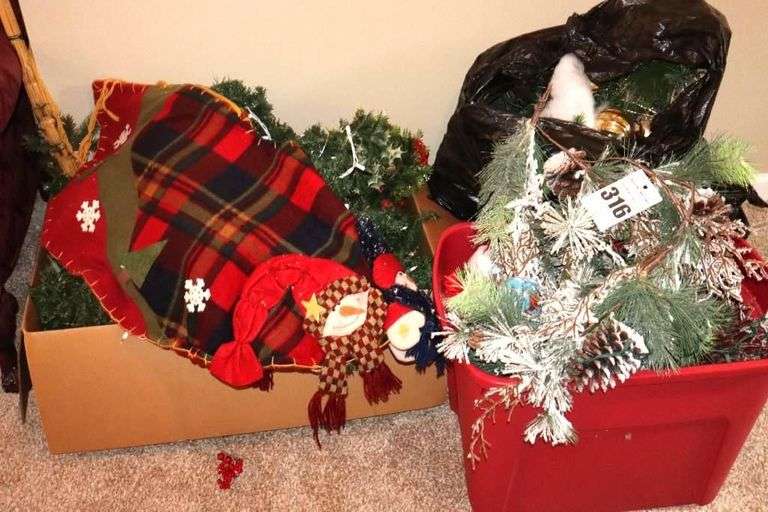 Variety of Christmas Lights, Garland, Tree Skirt, additional decorative garland and More decorations
