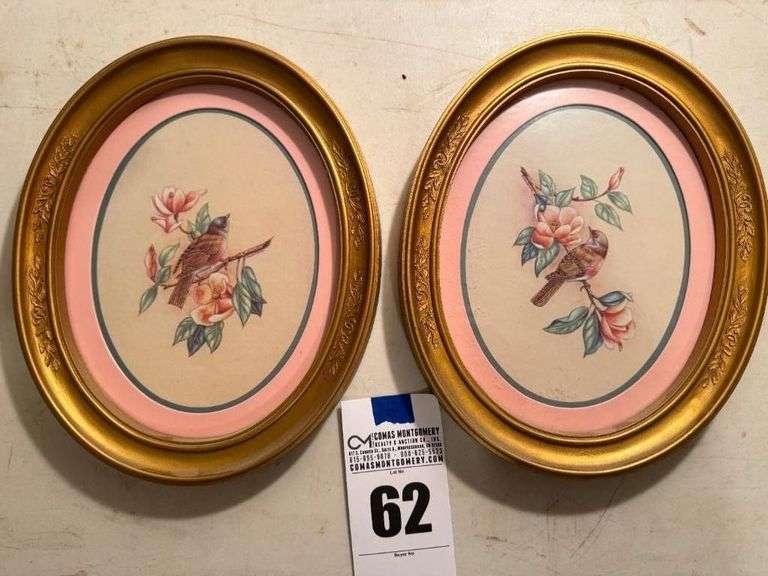 Pair of Bird and Flower Decorative Wall Hangings