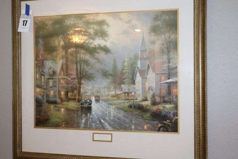 Framed and Matted Wall Art Signed and Numbered by Thomas Kincade 2286/2850 - from series "Hometown Memories - III"    36"x40"