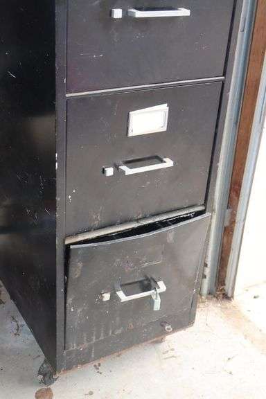 5 Drawer Metal File Cabinet (63.5"x15"x28.5") (Bottom Drawer  has some damage but closes)
