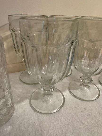 Set of Ten Pressed Glass Drinking Glasses