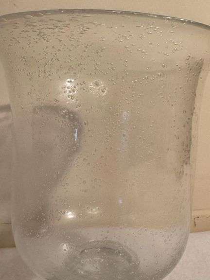 Large Clear Glass Vase with Bubble Design