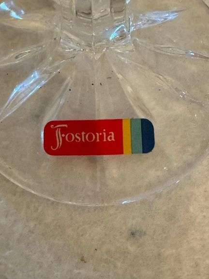 Set of 8 Fostoria Stemmed Water Glasses with Silver Trim