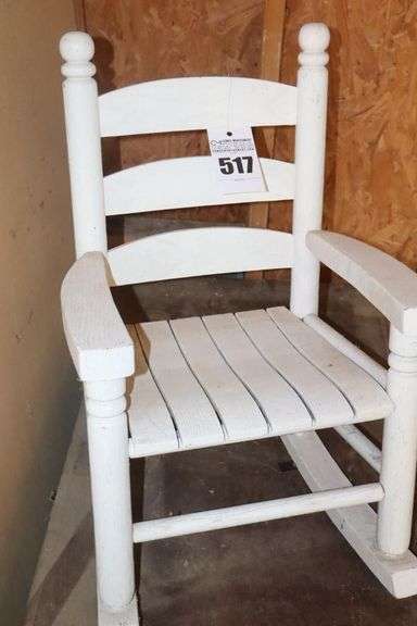 Painted White Wood Kid Size Rocking Chair (sturdy)   26"x17.5"x13.5" image
