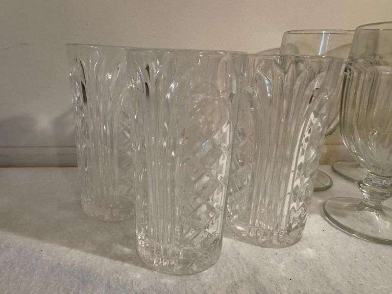 Set of Ten Pressed Glass Drinking Glasses