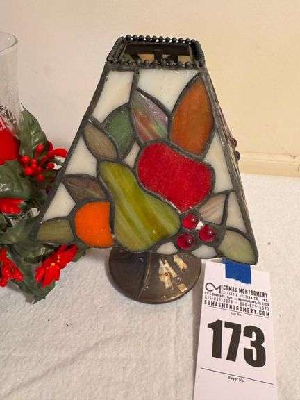 Stained Glass Lamp with Candle Holder Centerpiece