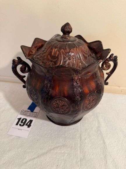 Decorative Lidded Pot with Handles