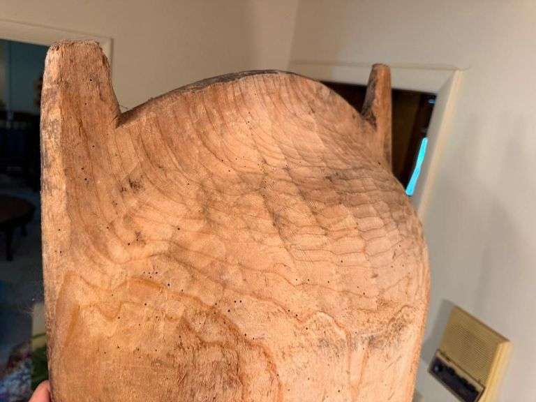 Large Hand-Carved Wooden Dough Bowl