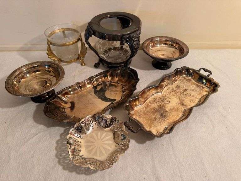 Silver Plated Bowls, Trays, and Glass