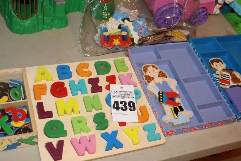 Letter Puzzles (wood) & 2 Wood Kids with interchangeable clothing items image