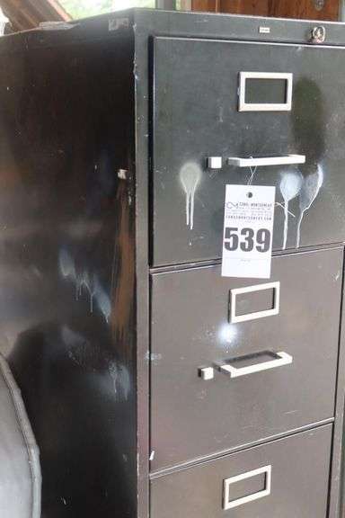 5 Drawer Metal File Cabinet (63.5"x15"x28.5") (Bottom Drawer  has some damage but closes)