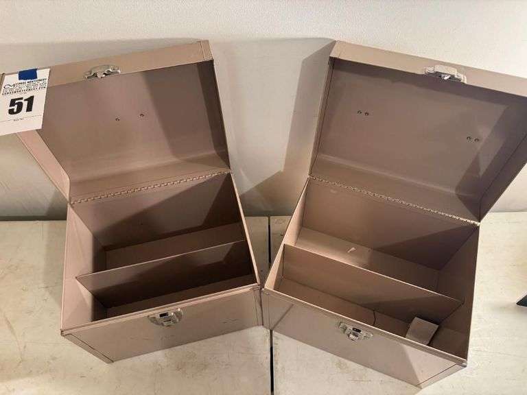 Set of Two Metal Storage Boxes - Unlocked but no keys
