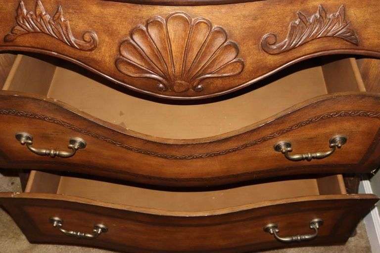 Unique French Style Wood 2 Drawer Dresser   32"x34.5"x18"