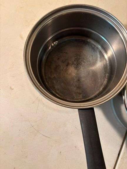 Set of Three Stainless Steel Saucepans