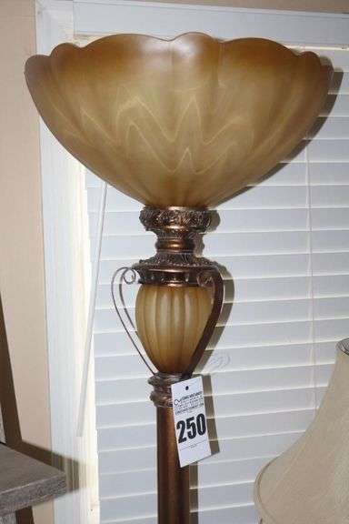 Unique Floor Lamp (needs a new cord) - glass top Globe and inside bulb   74"x13"