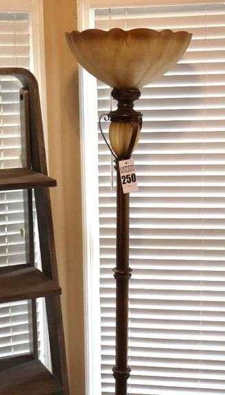 Unique Floor Lamp (needs a new cord) - glass top Globe and inside bulb   74"x13"