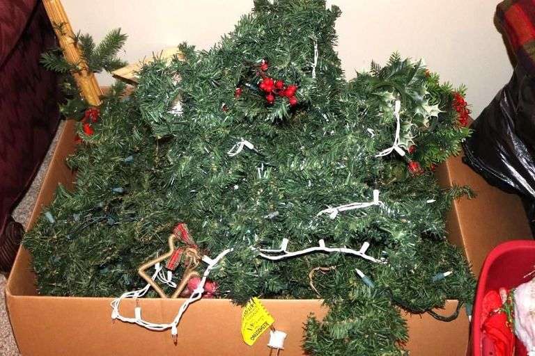 Variety of Christmas Lights, Garland, Tree Skirt, additional decorative garland and More decorations