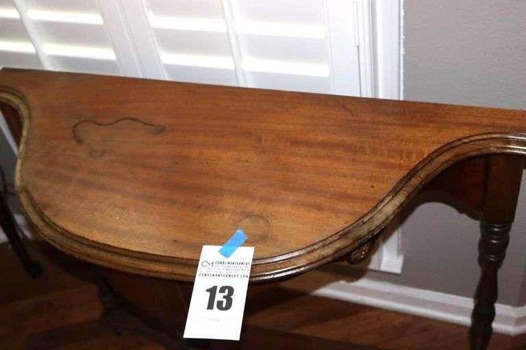Antique Wood Console/Side Table with unique shape   30.5"x36"x14"