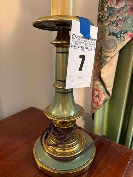 Green and Brass Table Lamp