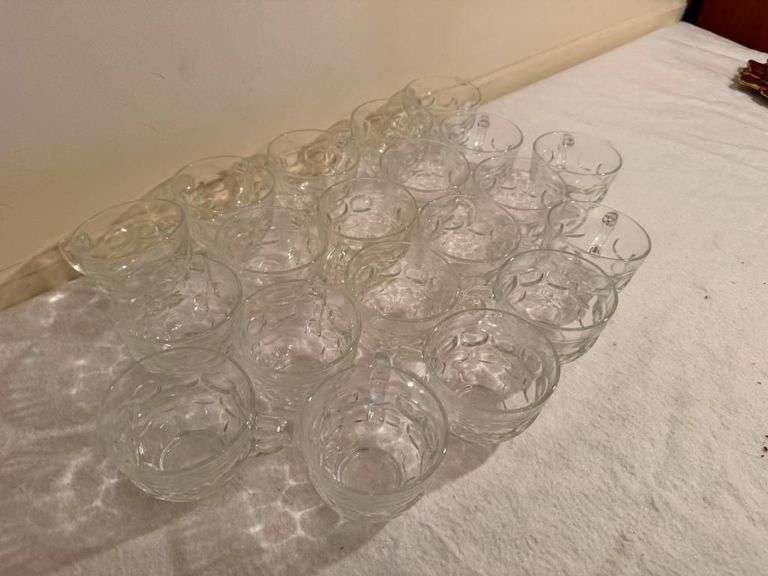 Set of Small Textured Glass Cups/Glasses (23 pieces)