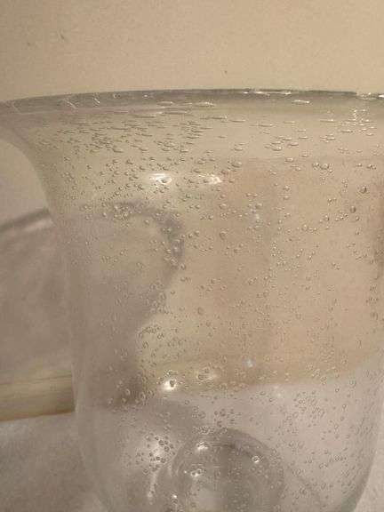 Large Clear Glass Vase with Bubble Design