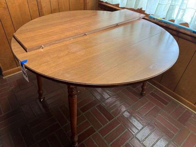 Round Wood Dining Table with Leaf