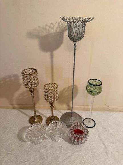 Assorted Decorative Candle Holders - Crystal, Metal, and Glass