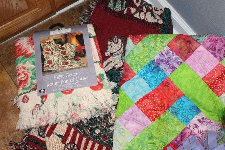 Several Throws, Electric Heated Blanket, Quilted Throw (2 new in package)