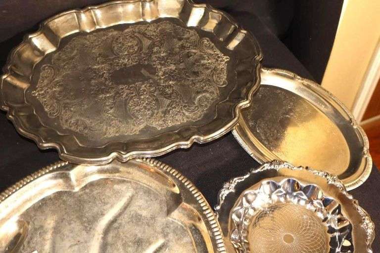 Variety of Silver Plate Serving Trays