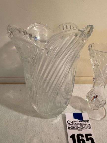 Two Piece Crystal Vase and Bud Vase Set