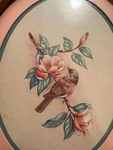 Pair of Bird and Flower Decorative Wall Hangings