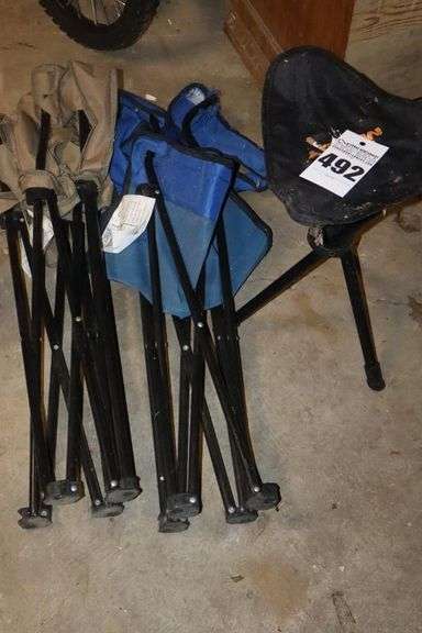 2 Cloth Folding/Traveling Chairs and Folding Stool