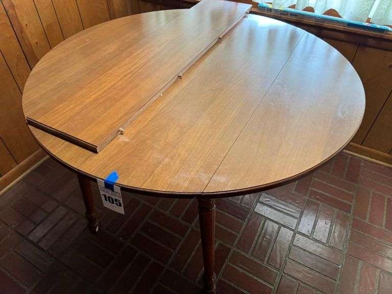 Round Wood Dining Table with Leaf