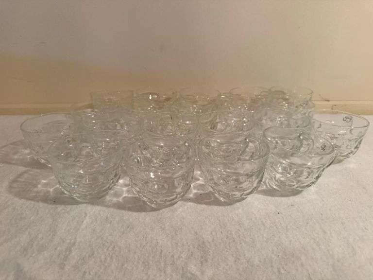Set of Small Textured Glass Cups/Glasses (23 pieces)