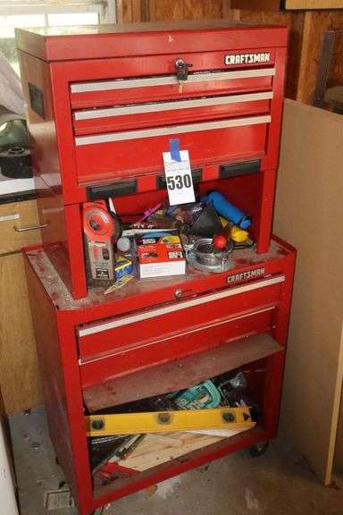 2 Piece of Craftsman Rolling Tool Box with A Varity of Tools and additional items