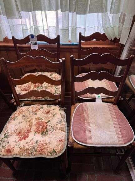 Set of Four Ladder Back Dining Chairs